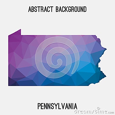 Pennsylvania map in geometric polygonal,mosaic style. Cartoon Illustration