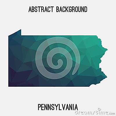 Pennsylvania map in geometric polygonal,mosaic style. Cartoon Illustration