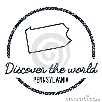 Pennsylvania Map Outline. Vintage Discover the. Vector Illustration