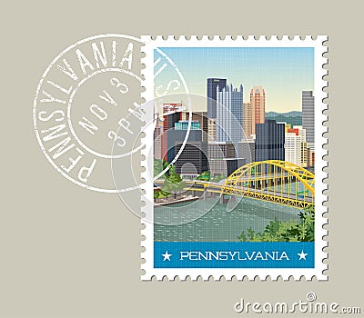 Pennsylvania postage stamp design. Vector illustration. Vector Illustration