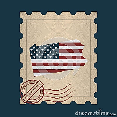 Pennsylvania postage stamp. Vector illustration decorative design Vector Illustration