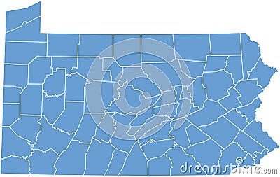 Pennsylvania State by counties Vector Illustration