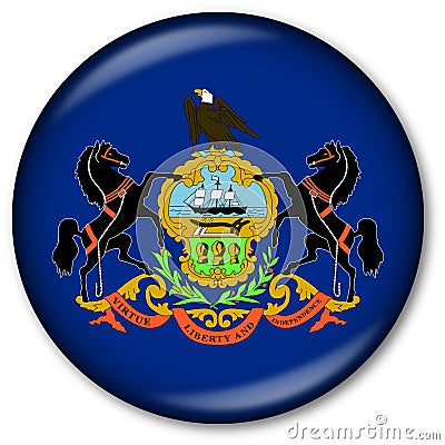 Pennsylvania State Flag Button Stock Photo