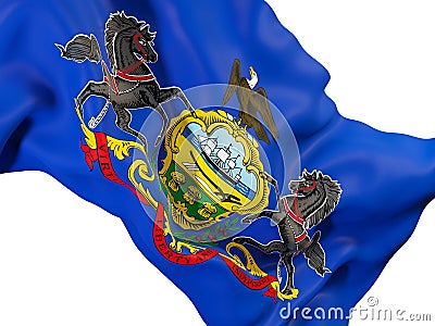 Pennsylvania state flag close up. United states local flags Cartoon Illustration