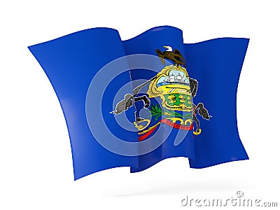 pennsylvania state flag waving icon close up. United states local flags Cartoon Illustration
