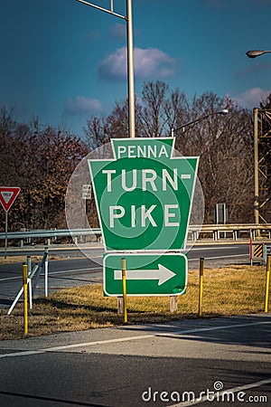 Pennsylvania Turnpike Keystone entrance sign Editorial Stock Photo