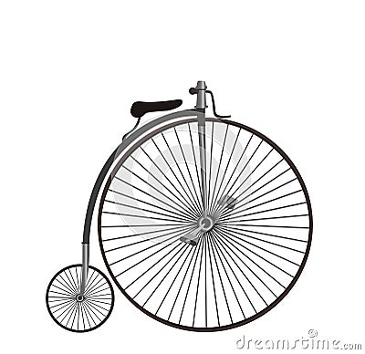 Penny-farthing or high wheel bicycle Isolated on white backgrou Vector Illustration
