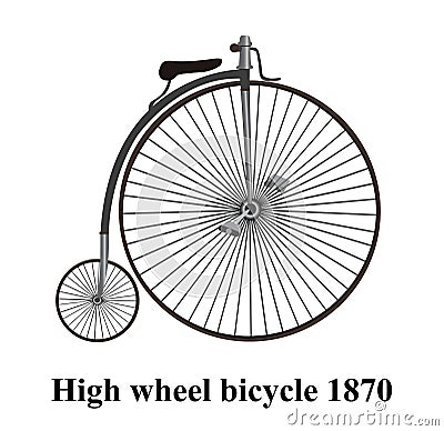 Penny-farthing or high wheel bicycle Isolated on white backgrou Vector Illustration