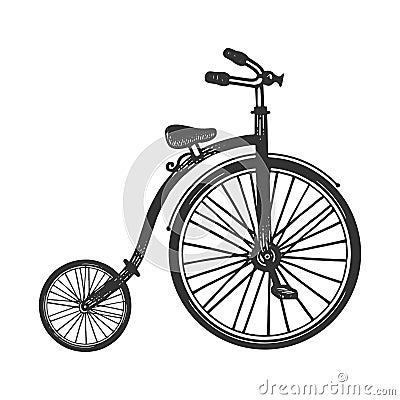 Penny farthing high wheel bicycle sketch vector Vector Illustration