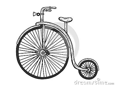 Penny farthing high wheel bicycle sketch vector Vector Illustration