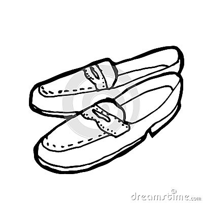 Penny loafers, classic loafer shoes hand drawn icon illustration Cartoon Illustration