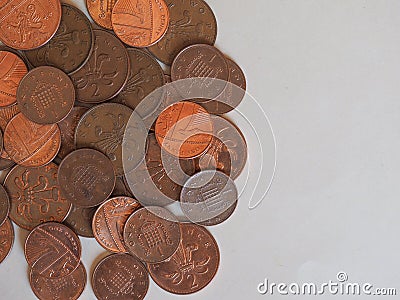 Penny and Pence coins, United Kingdom Stock Photo