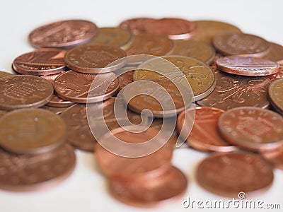 Penny and Pence coins, United Kingdom Stock Photo