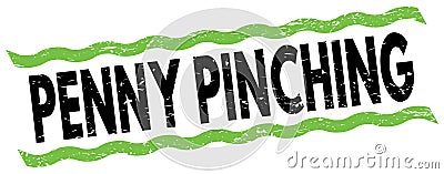 PENNY PINCHING text on green-black lines stamp sign Stock Photo