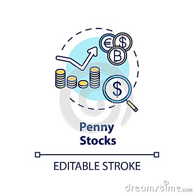 Penny stocks concept icon Vector Illustration