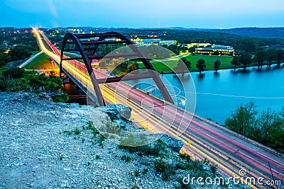 Pennybacker 360 Bridge From Top of Cliff Stock Photo