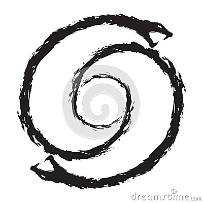 Penrose Circle made of snake - Ink version Vector Illustration