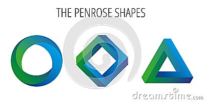 The Penrose impossible basical shape green-blue gradient Vector Illustration