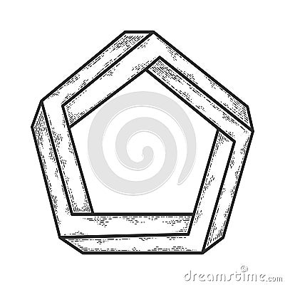 Penrose impossible pentagon sketch vector Vector Illustration