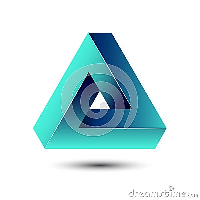 Penrose impossible triangle geometric 3D icon optical illusion v Vector Illustration