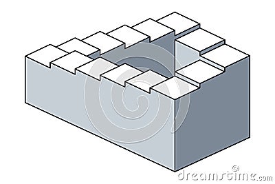 Penrose stairs, impossible staircases, optical illusion Vector Illustration