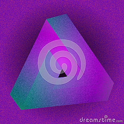 Penrose Triangle blue-pink background. Optical illusion triangle sign penrose Vector Illustration