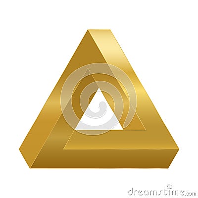 Penrose Triangle Golden Optical Illusion Vector Illustration