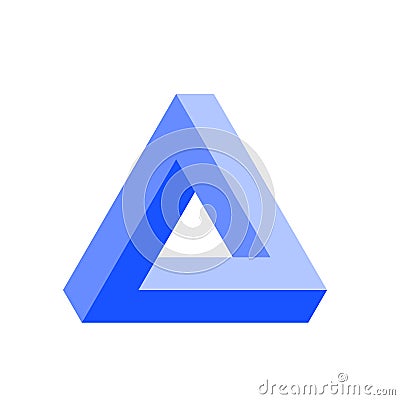 Penrose triangle icon in blue. Geometric 3D object optical illusion. Vector illustration Vector Illustration