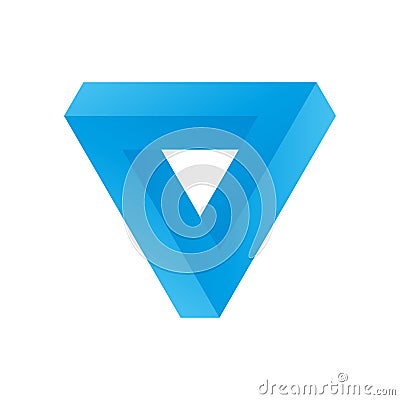 Penrose triangle icon in blue Vector Illustration