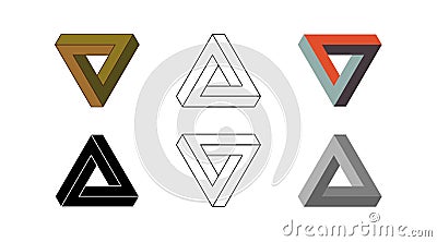 Penrose triangle icon. Impossible vector geometric shape object. Optical illusion illustration. Infinity 3D element Vector Illustration