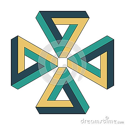 Penrose triangle icon. Impossible vector geometric shape object. Optical illusion illustration. Infinity 3D element Vector Illustration