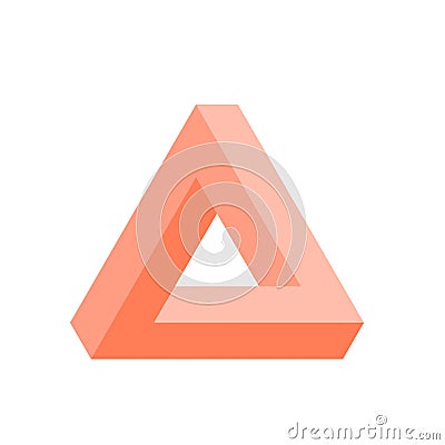 Penrose triangle icon in pink. Geometric 3D object optical illusion. Vector illustration Vector Illustration