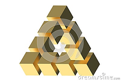 The Penrose triangle optical illusion Stock Photo