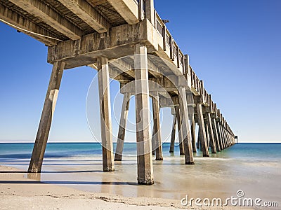 Pensacola Beach Gulf Fishing Pier Stock Photo