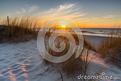 Pensacola beach sunrise, scenery background, nature, sea & ocean Cartoon Illustration