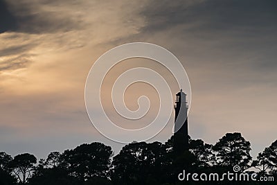 Pensacola Lighthouse at dusk with vivid skies Stock Photo