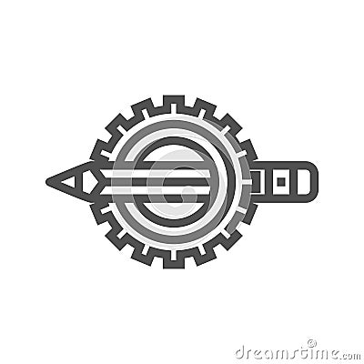 Pensil with gear line icon Vector Illustration