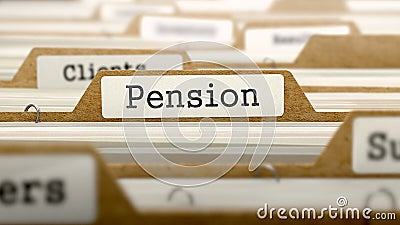 Pension Concept with Word on Folder Stock Photo