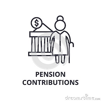 Pension contributions line icon, outline sign, linear symbol, vector, flat illustration Vector Illustration