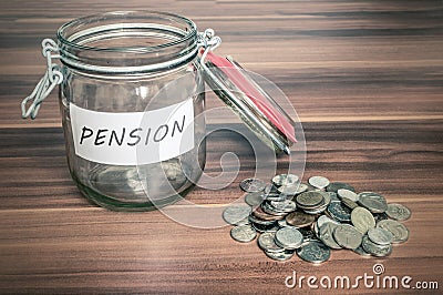 Pension savings in jar Stock Photo