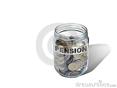 Pension savings money in jar Stock Photo