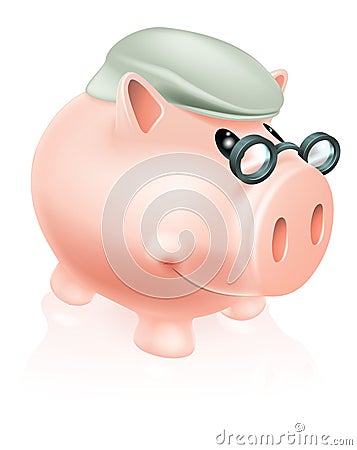 Pension savings piggy bank Vector Illustration