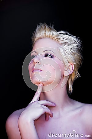 Pensive blonde Stock Photo