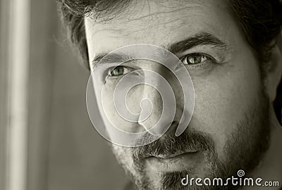 Pensive handsome young masculine man Stock Photo