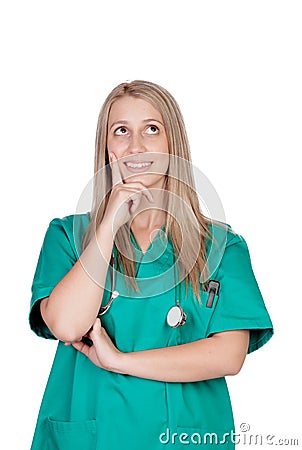 Pensive medical girl Stock Photo