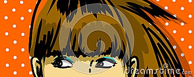 Pencive woman peeking Vector Illustration