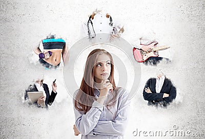 Pensive young woman considering career paths Stock Photo