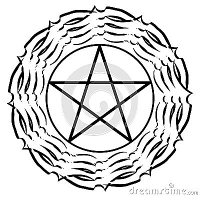 Pentacle on black decoration isolated Vector Illustration