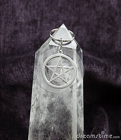 Pentacle on Huge Crystal Stock Photo