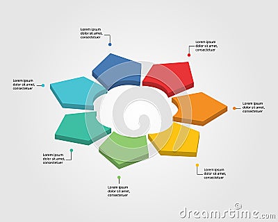 Pentagon chart template for infographic for presentation for 7 element Vector Illustration